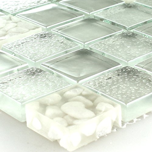 Glas Mosaik Fliesen Kiesel Pebbles Mix Flaschengrün von Mosafil