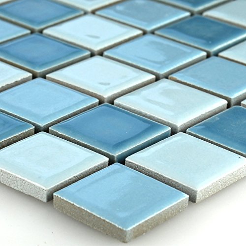 Keramik Mosaik Fliesen Mosaikfliese Blau Mix 25x25x5mm von Mosafil