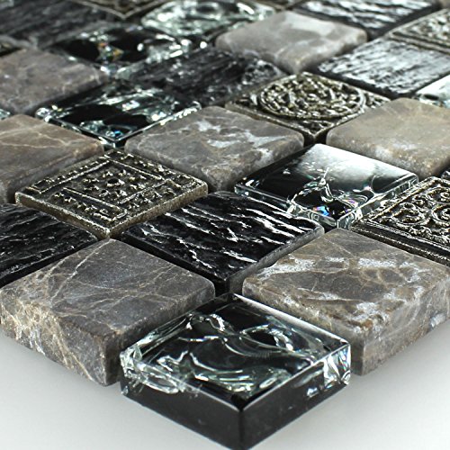 Marmor Glas Mosaik Fliesen Effekt Mosaik Schwarz von Mosafil
