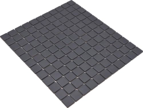 Keramikmosaik Mosaikfliesen rutschhemmend rutschsicher Duschtasse soft schwarz MOS18-0311-R10 / 1 Mosaikmatte von Mosaik-Netzwerk