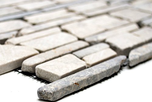 Mosaik Brickmosaik uni Grey Marmor Naturstein Küche, Mosaikstein Format: 25-105x15x8 mm, Bogengröße: 305x305 mm, 1 Bogen/Matte von Mosaik-Netzwerk