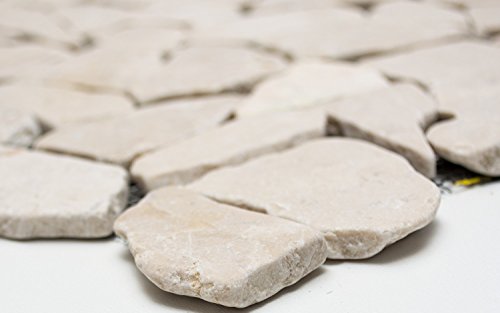 Mosaik Bruch/Ciot uni Biancone Marmor Naturstein Küche, Mosaikstein Format: 15-69x8 mm, Bogengröße: 60 x 100 mm, 1 Handmuster ca. 6x10 cm von Mosaik-Netzwerk