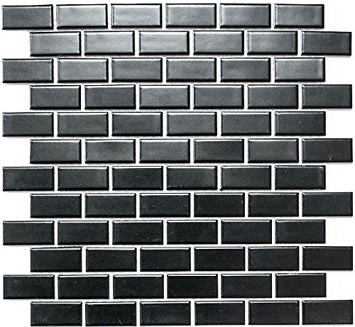 Mosaik Fliese Keramik Brick schwarz matt für BODEN WAND BAD WC DUSCHE KÜCHE FLIESENSPIEGEL THEKENVERKLEIDUNG BADEWANNENVERKLEIDUNG Mosaikmatte Mosaikplatte von conwire