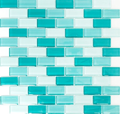 Mosaik Fliese hell türkis Glasmosaik Crystal für WAND BAD WC DUSCHE KÜCHE FLIESENSPIEGEL THEKENVERKLEIDUNG BADEWANNENVERKLEIDUNG Mosaikmatte Mosaikplatte von conwire