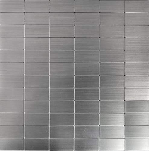 Mosaik Fliese selbstklebend Aluminium silber metall Rechteck metall für WAND KÜCHE FLIESENSPIEGEL THEKENVERKLEIDUNG Mosaikmatte Mosaikplatte von conwire