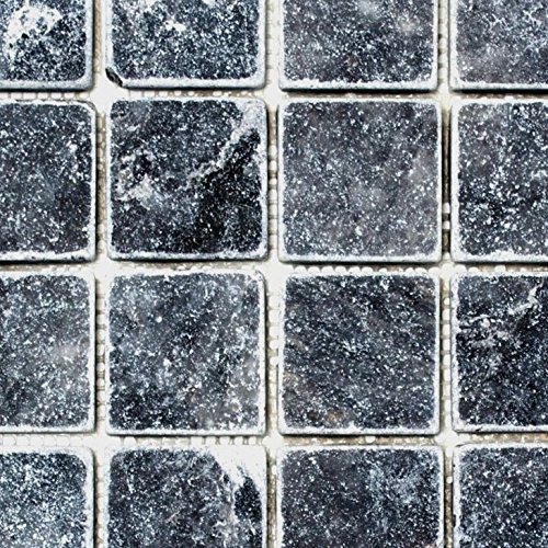 Mosaik Quadrat Nero Marmor Naturstein Küche, Mosaikstein Format: 48x48x10 mm, Bogengröße: 305x305 mm, 1 Bogen/Matte von conwire