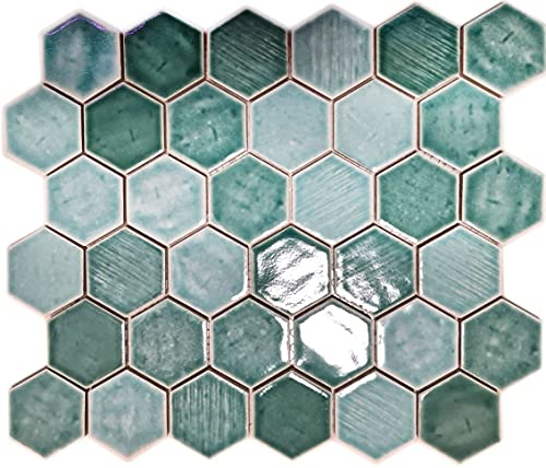 Mosaikfliese Keramik Mosaik Hexagonal grün glänzend von conwire