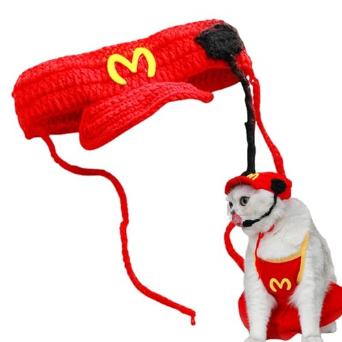 Moxeupon Niedliche Hundemütze, lustige Haustiermütze, Lustige Kellnermütze für Hunde und Katzen, Niedliche Kopfbedeckung für Haustiere, Welpen, Kätzchen, Cartoon-Cosplay-Haustierhut-Stirnband für die von Moxeupon