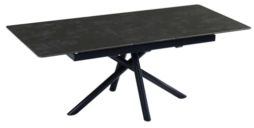 Mr. Deko Esstisch Ausziehtisch Imperia Dark Grey 160/200 x 90 x76 cm | Indoortisch | Platz für bis zu 6 Personen | Schwarzes Tischgestell von MR. DEKO