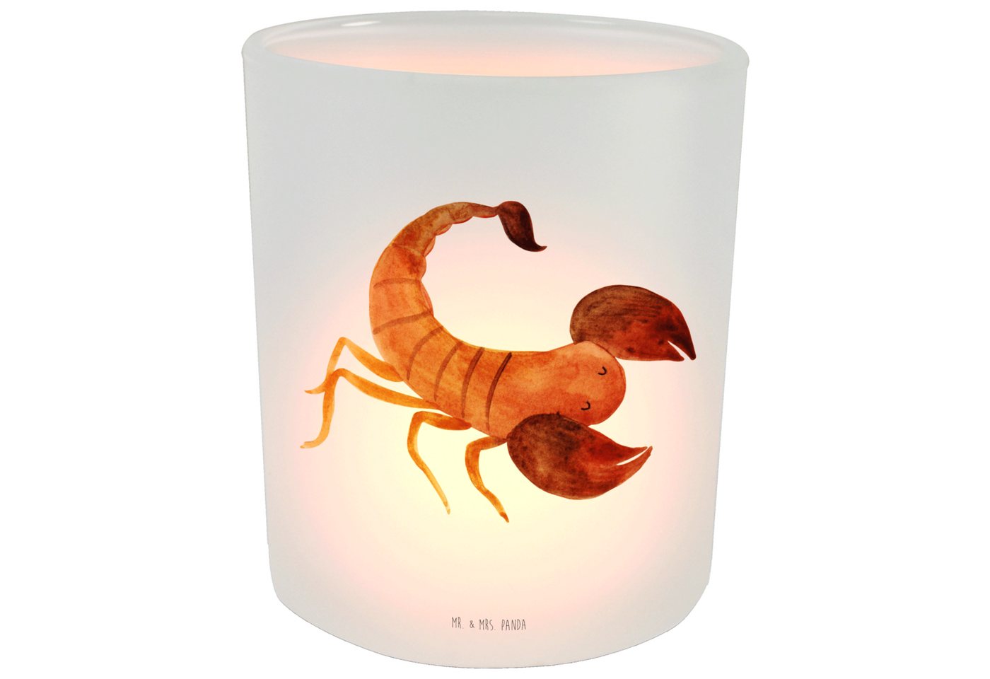Mr. & Mrs. Panda Windlicht Sternzeichen Skorpion - Transparent - Geschenk, Kerzenglas, Geburtsta (1 St), Hochwertiges Material von Mr. & Mrs. Panda