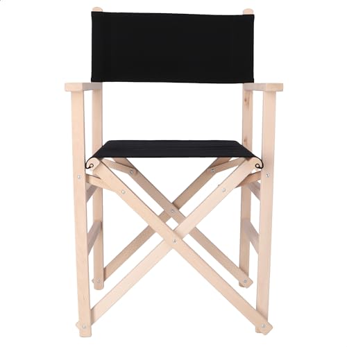 Mueblear 1001 Regie-Stuhl, mit Leinwand und unlackiertem Holz 51,5 x 46 x 86 cm Schwarz von Mueblear