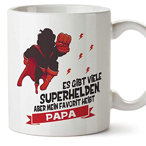Mugffins Tasse/Becher Papa (Ich Liebe Dich) - Es gibt viele Superhelden - Lustige und Originelle Geschenke zum Vatertag/für Väter von Mugffins