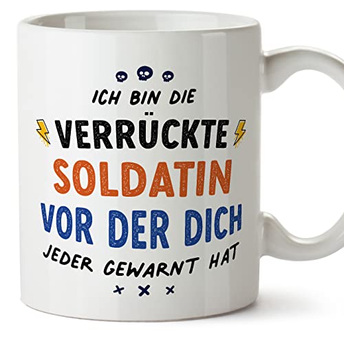 Mugffins Tassen/Becher mit Spruch für SOLDATIN - Auf Deutsch - Dich alle gewarnt haben - 11 oz / 330 ml - originelles und lustiges Geschenk Mitarbeiter von Mugffins