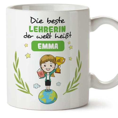 Mugffins Tassen Personalisierten für LEHRERIN Frau - Auf Deutsch - der Beste der Welt - 11 oz / 330 ml - Individuell Anpassbar Geschenk Mitarbeiter von Mugffins