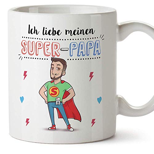 MUGFFINS - Papa Tasse/Becher/Mug - Super Papa - Kaffeetasse als Vatertagsgeschenk. Keramik 350 ml von Mugffins