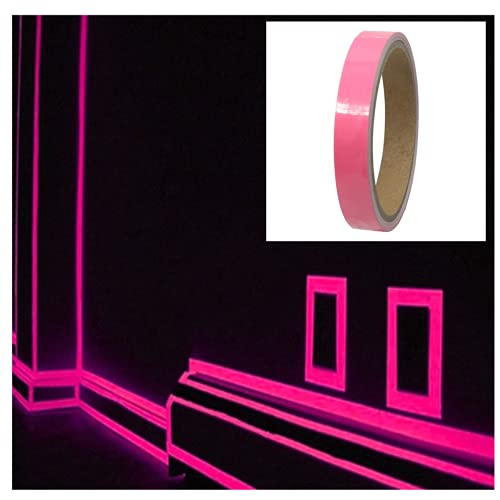 Leuchtendes Klebeband Selbstklebendes Fluoreszierendes Klebeband Markierungsband Luminous Tape Warnband Phosphor Klebeband Nachleuchtend Wasserdicht Luminous Tape Bühnenbedarf (1,5mx3m, Rosa) von Muium(TM)