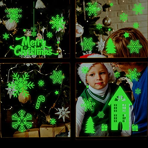 Muium(TM) Leuchtendes Weihnachten Schneeflocken Sticker Selbstklebendes Fluoreszierendes Fenstersticker Luminous Weihnachten Fensteraufkleber Für Winter Weihnachtsdeko Sticker Fensterdeko (B) von Muium(TM)