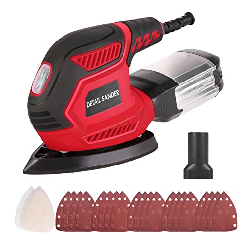 Mulcort Detail Sander 1.6A 200W 14000 RPM Compact Sander Efficient Dust Collection System with 2pcs Polishing Pads & 20pcs Sandpapers for Tight Spaces Sanding/Polishing in Home Decoration & DIY von Mulcort