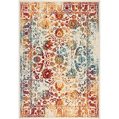 Muratap Klassich Orient Teppich Van Gogh - Traditioneller Orientalischer Traditioneller Teppich Modern Vintage Kurzflor Teppich Design Farbig - Große: 120x170 cm - Farbe: Mehrfarbig von Muratap