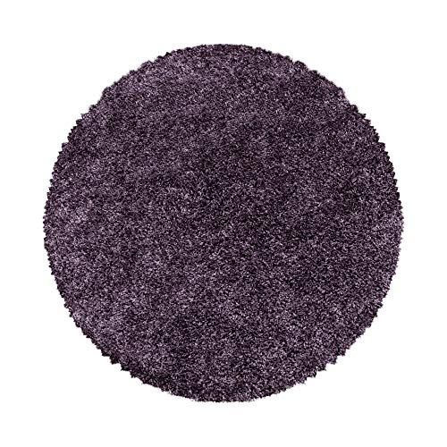 Muratap Shaggy Teppich Flauschig Weich - Monaco Soft Shaggy - Langflor Teppich für Wohnzimmer, Schlafzimmer Fellteppich Oeko-TEX - Größe: 80 cm - Rund - Farbe: Lila von Muratap