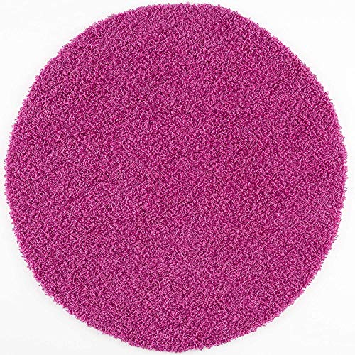 Muratap Teppich Wohnzimmer Modern - Loca Shaggy - Hochflor Teppich Weich und Warm Schmutzabweisend und Pflegeleicht Wohnzimmerteppich - Große: 120 cm - Rund - Farbe: Rosa von Muratap