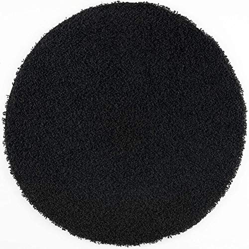 Muratap Teppich Wohnzimmer Modern - Loca Shaggy - Hochflor Teppich Weich und Warm Schmutzabweisend und Pflegeleicht Wohnzimmerteppich - Große: 240 cm - Farbe: Schwarz - Rund - Farbe: Schwarz von Muratap