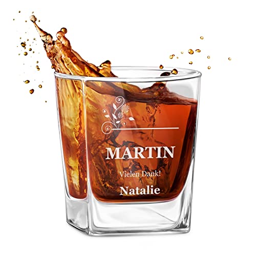 Maverton Whisky Glas - 250 ml - Whiskyglas mit Gravur - mit Namen und Datum personalisiert - graviertes Whiskeyglas - für Cognac - Bourbon - Whisky Geschenk von Maverton