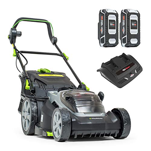 Murray 2x18V (36V) Lithium-Ionen 37 cm Akku-Rasenmäher IQ18WM37, Powered by Briggs & Stratton, bis zu 425 m2, inklusive 2x 2,5Ah Batterie und Zweifach-Ladegerät, 5 Jahre Garantie von Murray