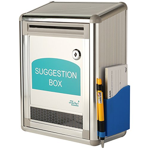 Aluminium Vorschlagsbox ~ Spendenbox ~ Briefkasten ~ Kommentarbox mit Schloss und Schlüssel von My Charity Boxes