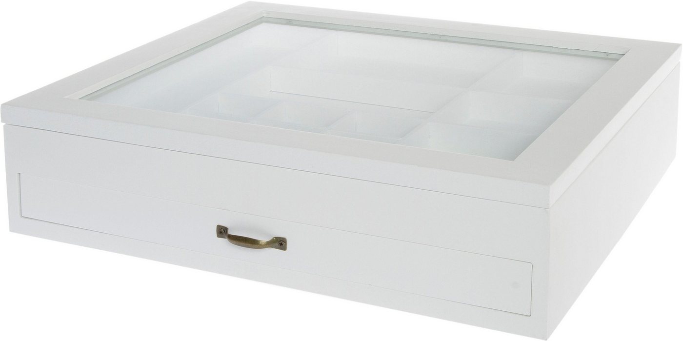 Myflair Möbel & Accessoires Aufbewahrungsbox, Setzkasten, weiß, mit Deckel aus Glas & Schubkasten von Myflair Möbel & Accessoires