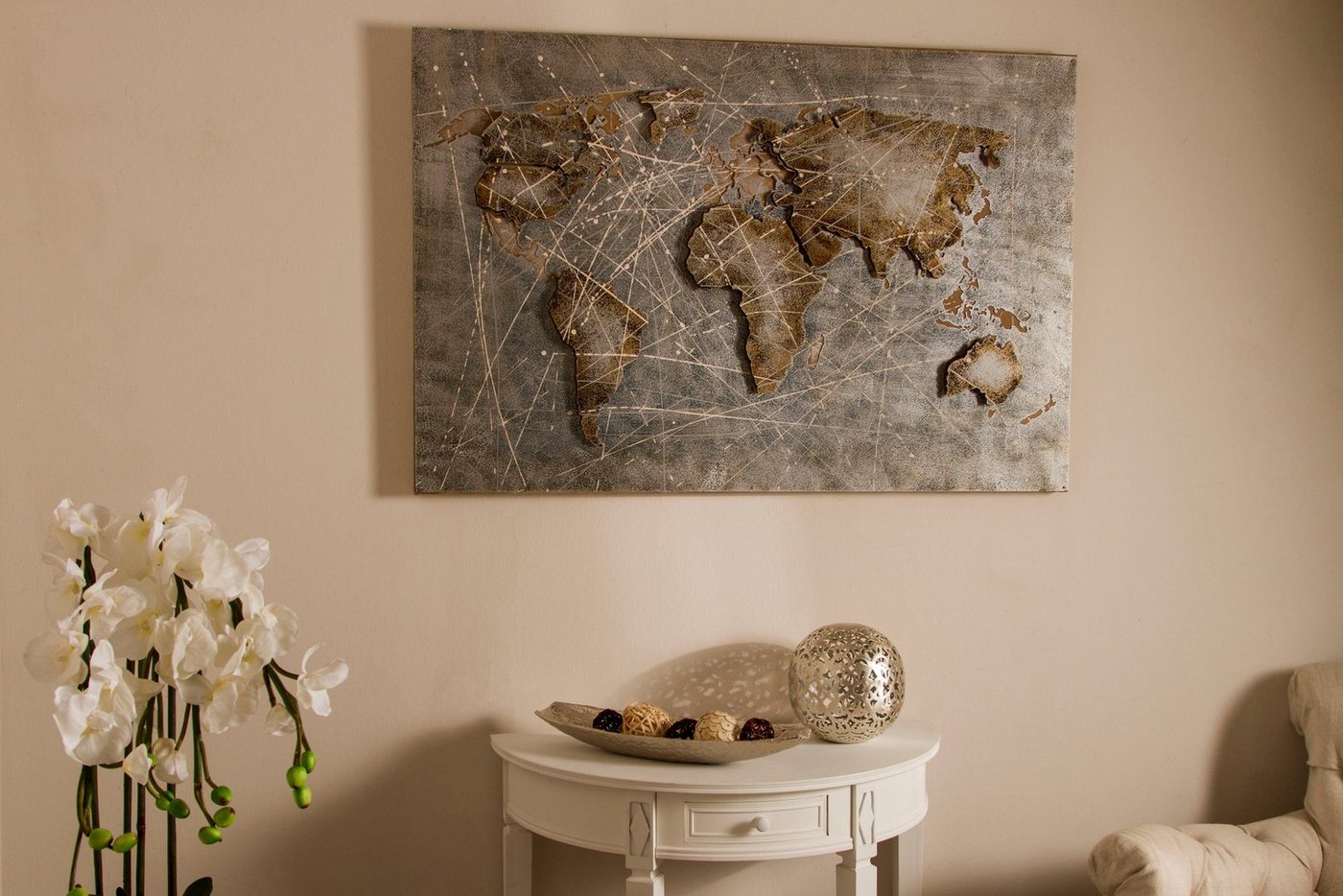 Myflair Möbel & Accessoires Leinwandbild Canvas Earth", mit Metall, Motiv Weltkarte, 120x80 cm, Wohnzimmer" von Myflair Möbel & Accessoires