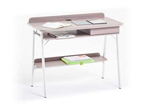 Myoffice Schreibtisch Compact, Lackierter Stahl, Eiche, Medium von Myoffice