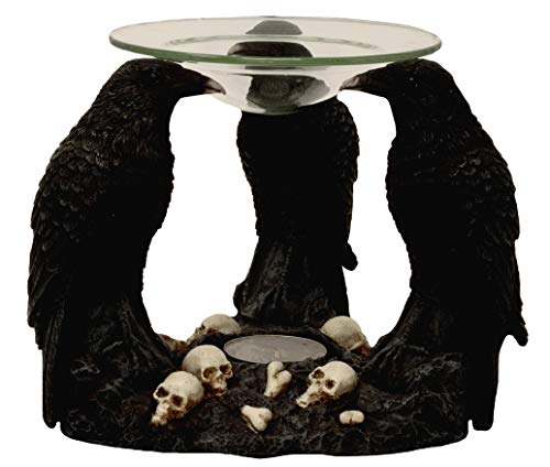 Duftschale 3 Raben mit Totenköpfen Dekofigur Gothic Wellness Mystik Duftlampe von MystiCalls