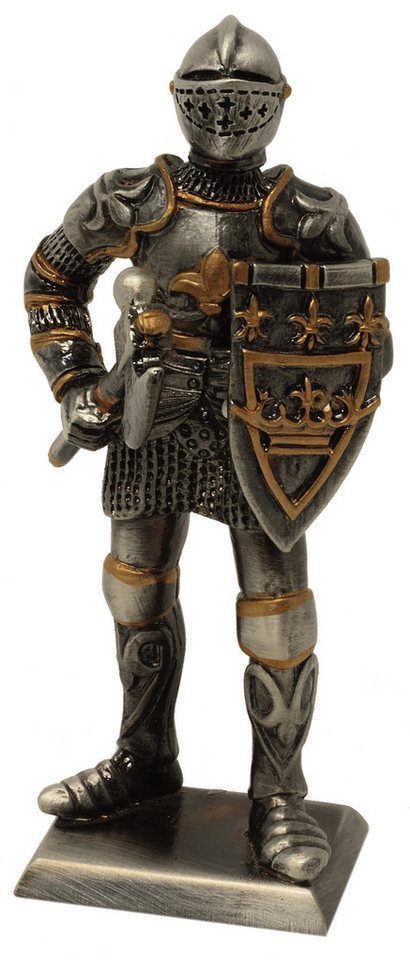 MystiCalls Dekofigur Zinnritter mit Axt und Schild - Ritter Ritterfigur Zinnfigur Zinn (1 St), Aus Zinn von Hand gegossen von MystiCalls