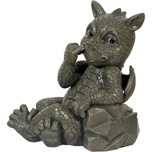 MystiCalls Gartenfigur Gartendrache - Modell Nasenbohrer - Fantasy Figur Deko Drache Garten von MystiCalls