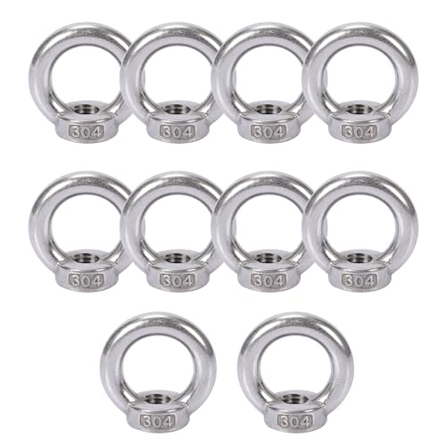 MytaYt 10 Stück Silber Ringmutter M8 304 Edelstahl Ringösen Augenmuttern Hardware RingföRmige Gewinde öSenmutter, für Seilmontage, Hebezubehör, Metallurgie, Marine, Maschinenbaukrane von MytaYt