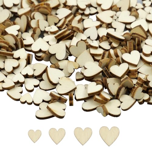 MytaYt 800 Stück Mini Herz Holz Scheiben Mixed Herz Holzscheiben Deko 6MM 8MM 10MM 12MM Unlackiert Natürliche Holzherz Deko für DIY Handwerk, Hochzeit, Geburtstag, Party, Bilderrahmen Deko von MytaYt