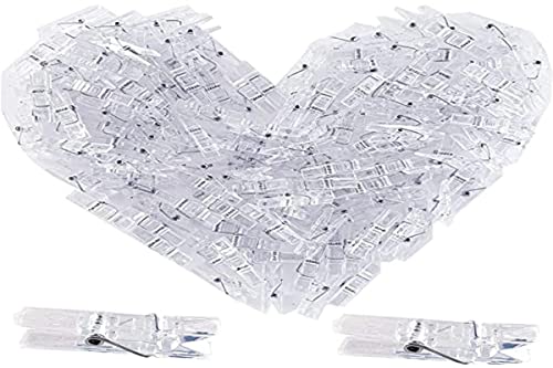 100 Stück Wäscheklammer, transparent, Kunststoff, Mini-Clips, transparent, 3,5 cm, Mini-Wäscheklammern, dekorativ, für Hochzeit, Party, Weihnachten, Handwerk von Juliyeh