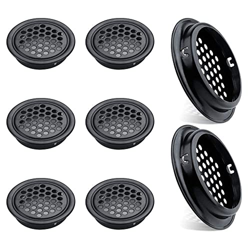 NA Pack of 8 Ventilation Grille, Black, Stainless Steel, Ventilation Hole, Ventilation Grille, Round, for Caravan, Bathroom, Kitchen, etc. (53 mm parallel Surface). von N\A