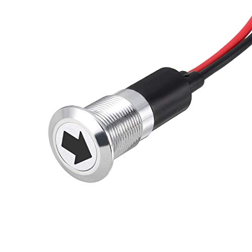 Kontrollleuchte DC 12 V 12 mm LED rot Metallgehäuse mit Symbol (Blinker) von N/D