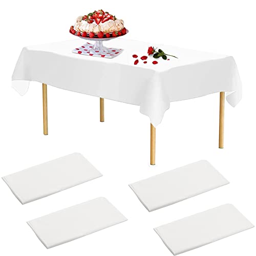 Tischdecke Einweg Weiße Geburtstag Tischdecken, 4 Stück Tischdecke Hochzeit, Wasserdicht Rechteckig Tischtuch Geeignet für Party, Kindergeburtstag, Hochzeit, Weihnachten, 137 x 274 cm von Yxmohala