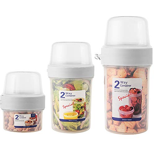 Joghurtbecher, Praktischer Salatbecher Müslibecher, Reisebecher, Lunchbox, to go Becher Geeignet für Tiefkühler, Mikrowelle und Spülmaschine (3er Pack, 150 + 150 ml/150 + 330 ml/310 + 760 ml) von N / A