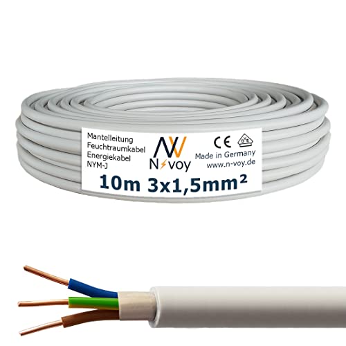 NYM-J 3x1,5 mm² 10m (var.5-100m) Mantelleitung Installationskabel Stromkabel DIN VDE 0250 M01 von N-voy