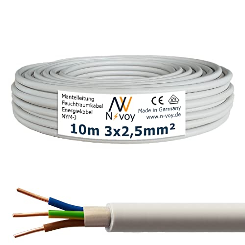 NYM-J 3x2,5 mm² 10m Mantelleitung Installationskabel Stromkabel nach DIN VDE 0250 M05 von N-voy