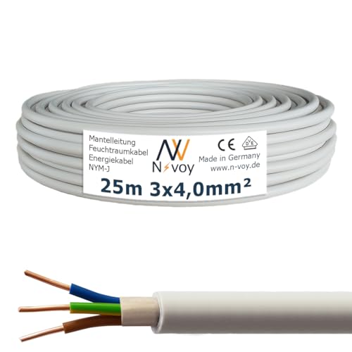 NYM-J 3x4,0 mm² 25m (Var.5-50m) Mantelleitung Installationskabel Stromkabel Elektrokabel Wärmepumpe M173 von N-voy