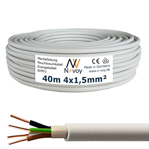 NYM-J 4x1,5 mm² 40m Mantelleitung Installationskabel Stromkabel nach DIN VDE 0250 M59 von N-voy