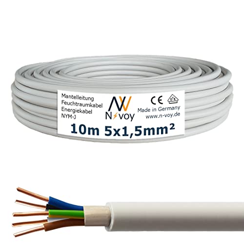 NYM-J 5x1,5 mm² 10m Mantelleitung Installationskabel Stromkabel nach DIN VDE 0250 M10 von N-voy