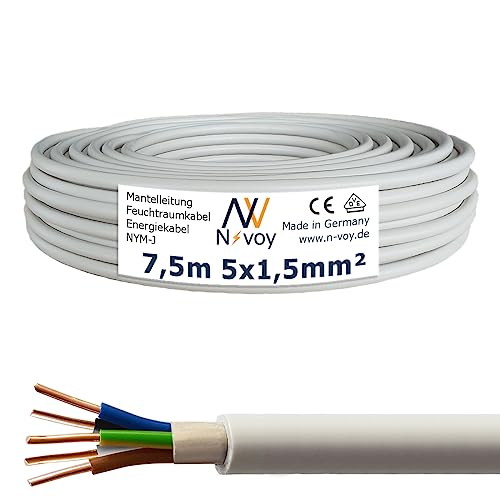 NYM-J 5x1,5 mm² 7,5m Mantelleitung Installationskabel Stromkabel Kupfer Elektrokabel M157 von N-voy