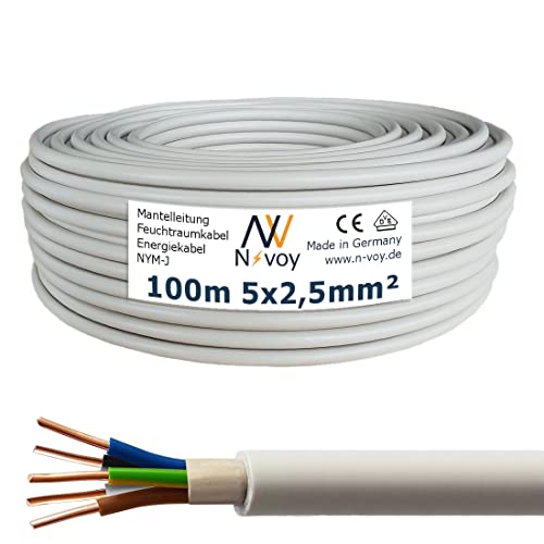 NYM-J 5x2,5 mm² 100m Mantelleitung Installationskabel Stromkabel nach DIN VDE 0250 M21 von N-voy