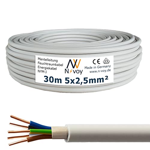 NYM-J 5x2,5 mm² 30m Mantelleitung Installationskabel Stromkabel nach DIN VDE 0250 M19 von N-voy